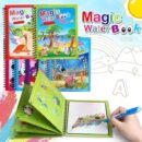 كتاب الوان مائية سحري للاطفال، مرح بلا حدود بالماء (عبوة 4 كتب) لوحة رسم بالوان الماء قابلة لاعادة الاستخدام مع قلم مائي كبير، هدية اعياد الميلاد من اكوا دودل